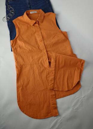 Стильная оранжевое рубашка без рукавов
