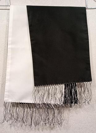 Чорно-білий шовковий палантин, шарф, шалик