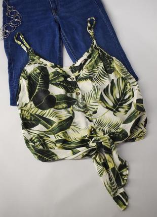 Легкая вискозная блуза в тропический принт h&amp;m xs-s