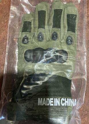Тактические перчатки с закрытыми пальцами / Мотоперчатки Зелен...