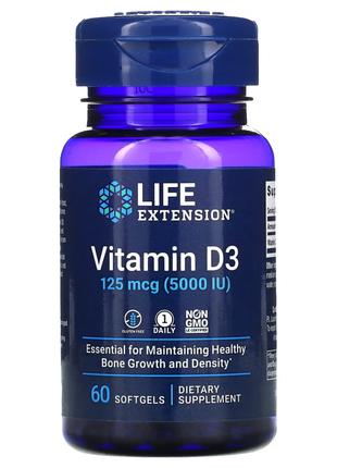 Витамины и минералы Life Extension Vitamin D3 5000 IU, 60 капсул