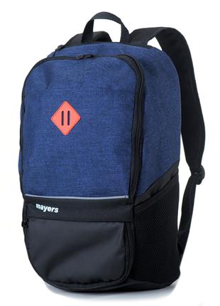 Стильный рюкзак синий с черным из прочной ткани с потайным кар...