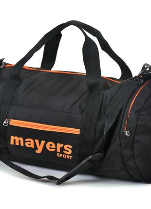 Спортивная средняя черная сумка с оранжевой молнией унисекс 99...