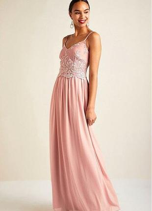 Новое брендовое вечернее платье макси "yumi" нежно-розового цв...