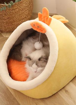 Лежанка домик со съемной подушкой для кота, собаки