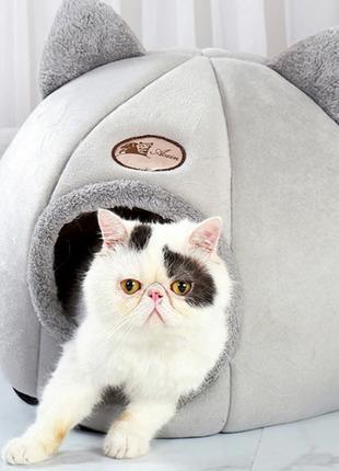 Лежанка домик со съемной подушкой для кота или собаки