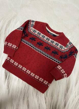 Теплый свитер с оленями next 92 см 1.5-2 года 92 см