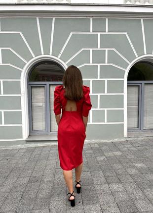 Женское платье с рукавом красного цвета р.XS 385634
