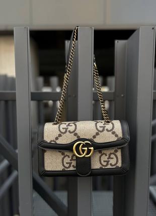 Жіноча сумочка Gucci marmount black/beige