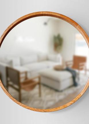 Зеркало деревянное круглое luxury wood perfection slim 50х50 с...