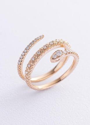 Золотое кольцо "Змея" с бриллиантами кб0524ca