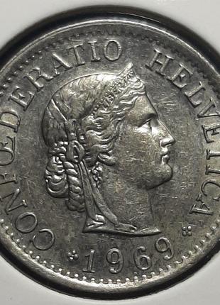 Монета Швейцарія 10 раппен, 1969 року
