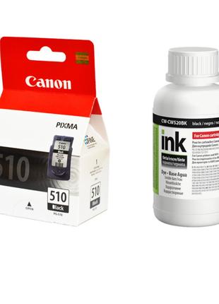 Картридж Canon PG-510 Black + Чорнило Colorway CW520BK02 Black...