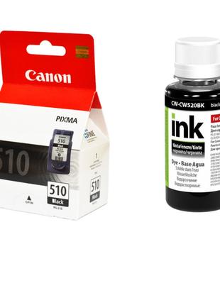 Картридж Canon PG-510 Black + Чорнило Colorway CW520BK01 Black...
