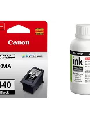 Картридж Canon PG-440 + Чорнило ColorWay CW-CW445BK02 200мл