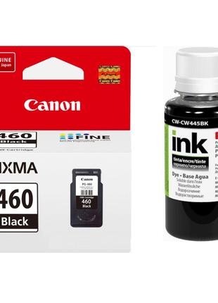 Картридж Canon PG-460 Black + Чорнило ColorWay CW-CW445BK01 100мл