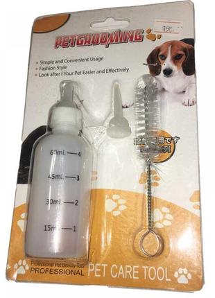 Бутылочка для щенков multibrand с щеточкой пластик 60мл
