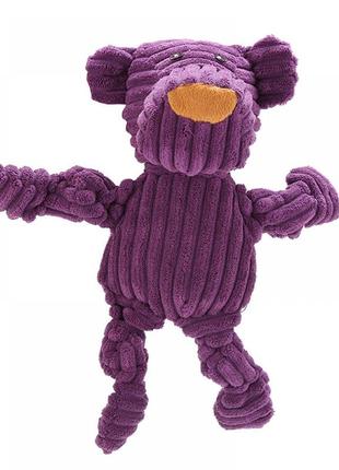Игрушка для собак "вельветовый мишка" с пищалкой 29см фиолет