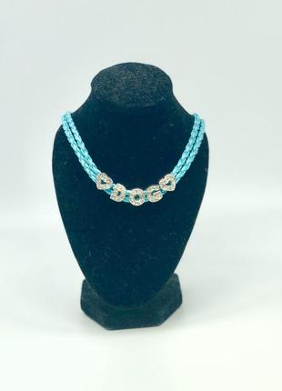 Ожерелье для собак с надписью из камней dog голубого цвета