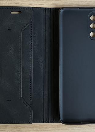 Чехол - книжка (флип чехол) для OnePlus 9R чёрный, матовый, ис...
