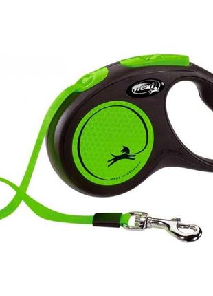 Рулетка для собак с ленточным поводком s flexi new neon зелено...