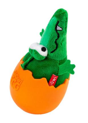Игрушка для собак крокодил-неваляшка с пищалкой gigwi egg, тек...