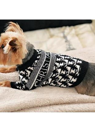 Брендовый шерстяной свитер для собак мелких и средних пород че...