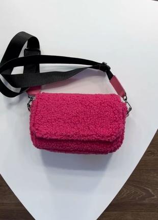 Жіноча сумка рожева сумка тедді сумка пухнаста рожевий клатч