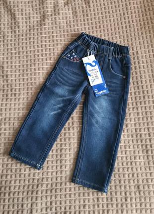 Утепленные детские джинсы на мальчика 3-4 года