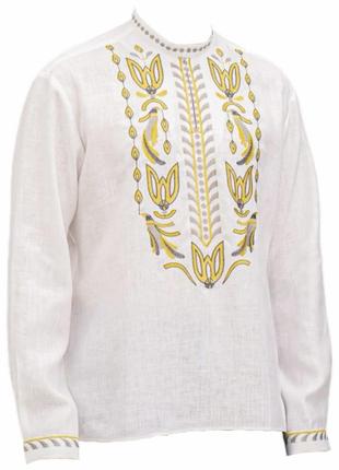 Рубашка мужская сокол белая галерея льна, 44-56рр
