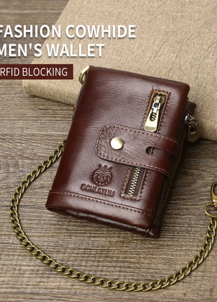 SCHLATUM.Чоловічий гаманець,натуральна шкіра,з захистом від RFID.