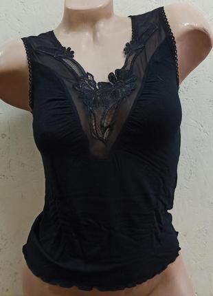 Eldar flower кофточка блузка женская черная без рукавов размер s
