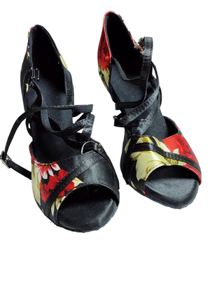Дитячі туфлі для бальних танців на каблуку туфельки м'які текс...