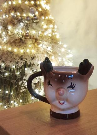 Рождественская кружка, красивпя новогодняя чашка в виде оленя,...