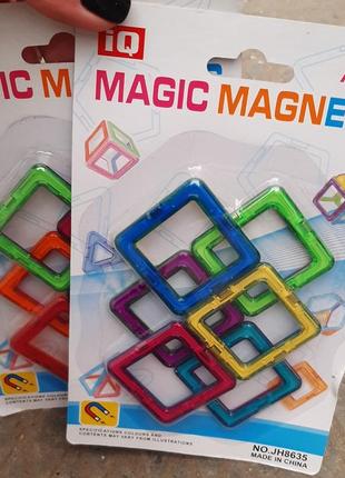 Конструктор магнитный 3d, 6 эл., magic magnetic, набор квадрат...