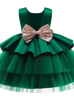 Детское платье, нарядное, праздничное темно-зелёное!