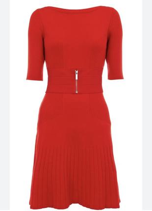 Люкс бренд яркое шерстяное трикотажное красное платье