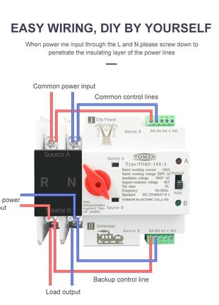 Автоматический переключатель реверсивный рубильник Tomzn TOQ-1...