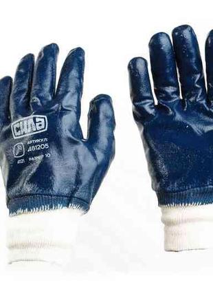 Перчатки с нитриловым покрытием р10 (синие манжет)