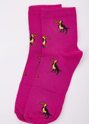 Женские носки, цвета фуксии с принтом, средней длины, 167r346