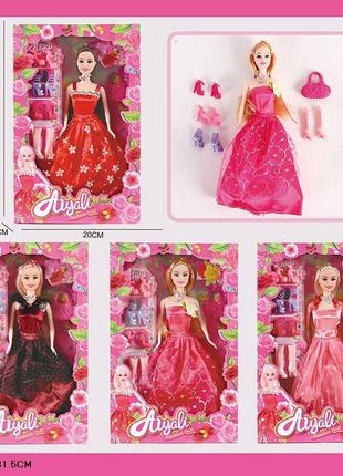 Кукла типа Барби 2788/1-4 видов, набор платьев и аксес короб. ...