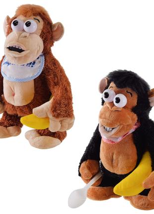 Мягкая интерактивная игрушка K60403 обезьяна с бананом 27см