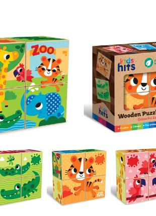 Деревянная игрушка Kids hits KH20/023 кубик 5,5 см набор 4шт в...