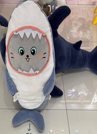 Мягкая игрушка K15254 кот в акуле 75 см