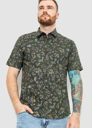 Рубашка мужская с принтом, цвет темно-зеленый, 214r6916