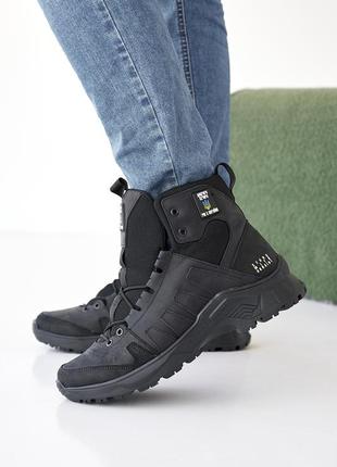 Мужские ботинки кожаные зимние черные ice field t2