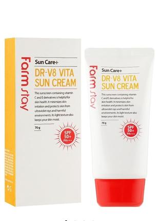 Сонцезахисний крем, вітамінізований
farmstay dr-v8 vita sun cream
