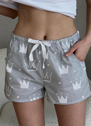 Жіночі піжамні шорти cosy із бязі корони сірі s210p