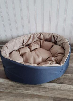 Лежак для собак  50х60см лежанка для небольших собак серый с б...