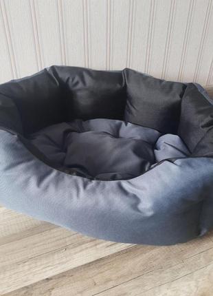 Лежак для собак 50х65см лежанка для средних собак серый с черным